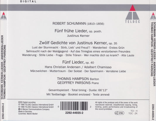 Thomas Hampson, Geoffrey Parsons (2), Robert Schumann : Lieder (CD)