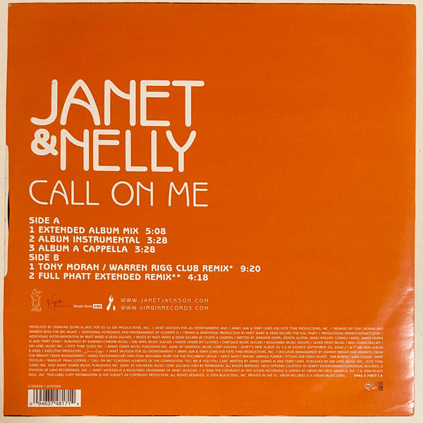Janet Jackson & Nelly : Call On Me (12", Maxi)