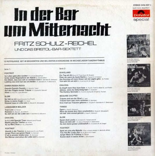 Fritz Schulz-Reichel & Bristol-Bar-Sextett : In Der Bar Um Mitternacht (LP, Album)