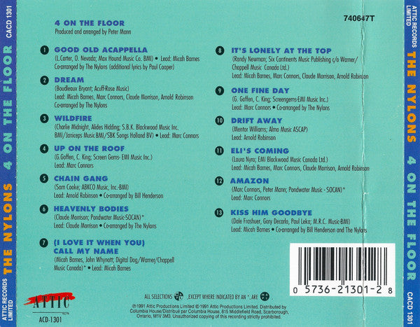 The Nylons : 4 On The Floor - Live In Concert (CD, Album, Club)