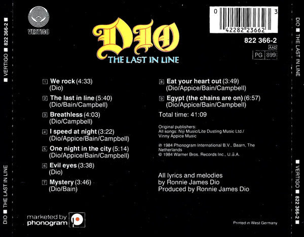 Dio (2) : The Last In Line (CD, Album, RE, PDO)