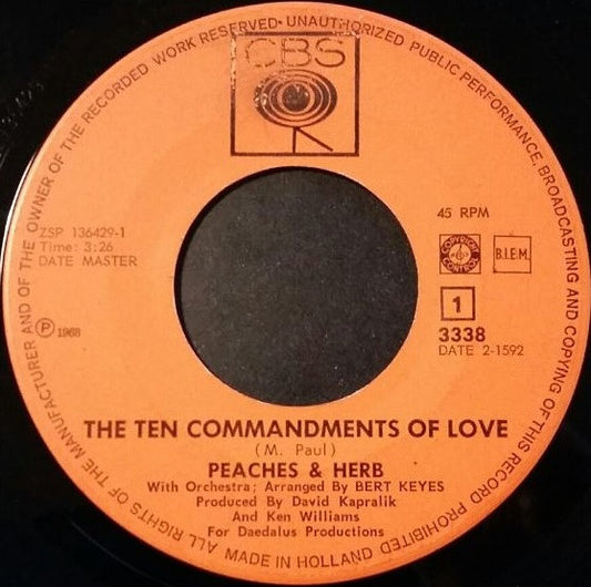 Peaches & Herb : The Ten Commandments Of Love (7", Single)