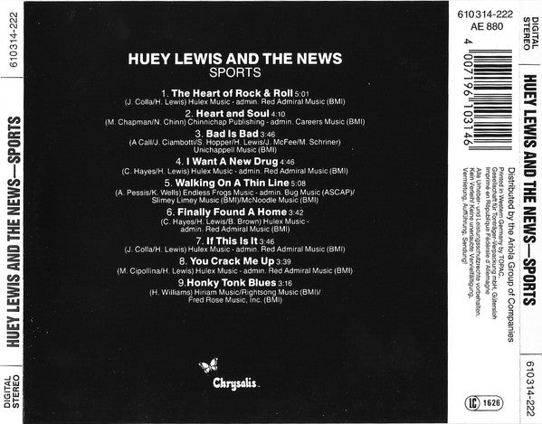 Huey Lewis & The News : Sports (CD, Album, RE)