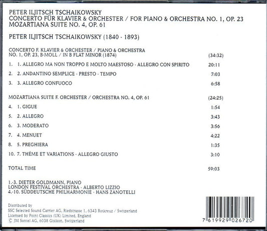 Pyotr Ilyich Tchaikovsky : Concerto Für Klavier & Orchester / For Piano & Orchestra No. 1, Op.23 Mozartiana Suite No. 4, Op. 61 (CD, Comp)