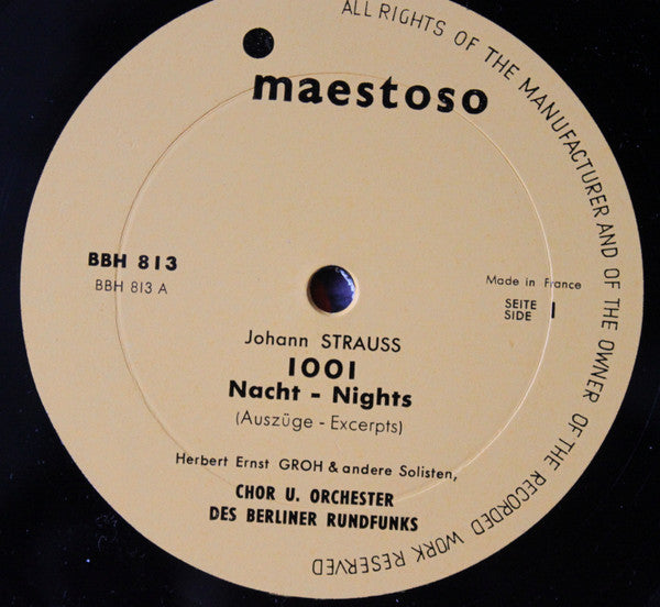 Herbert Ernst Groh, Großer Chor Des Berliner Rundfunks : Johann Strauss 1001 Nacht - Nights (10", MiniAlbum, Mono)