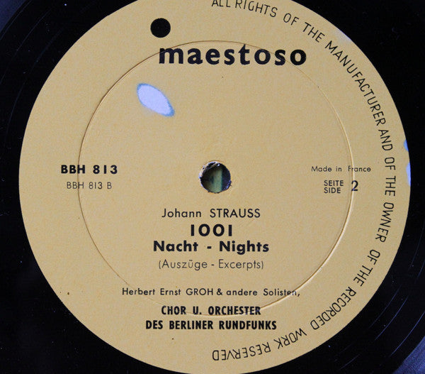 Herbert Ernst Groh, Großer Chor Des Berliner Rundfunks : Johann Strauss 1001 Nacht - Nights (10", MiniAlbum, Mono)