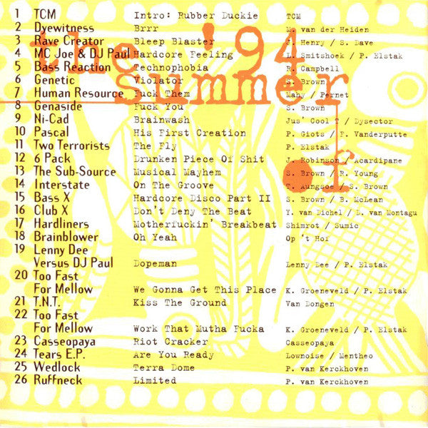DJ Rob & Paul Elstak : House Party 12 (The '94 Summer Of Love Edition - The Hardcore Ravemix) (CD, Mixed)