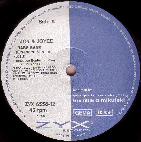Joy & Joyce : Babe Babe (12", Maxi)