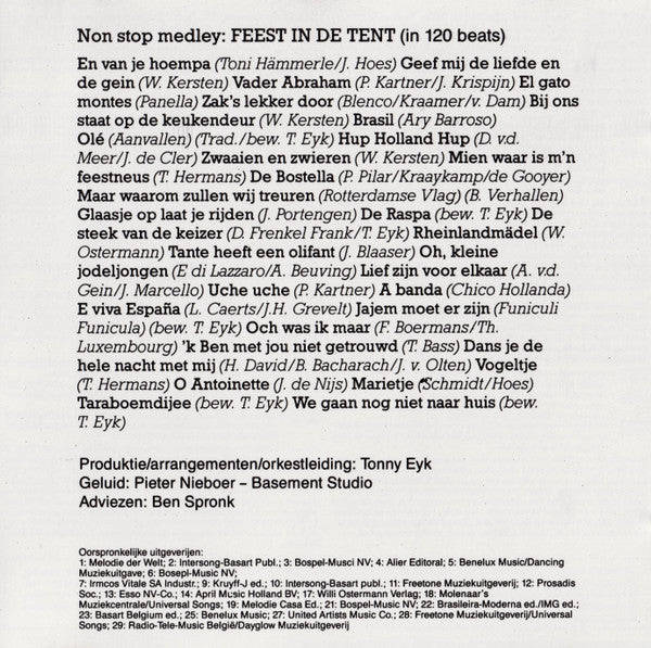 Tonny Eyk's Bierorkest : Feest In De Tent (CD, Album)