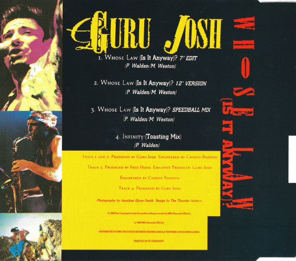 Guru Josh : Whose Law (Is It Anyway)? (CD, Single)