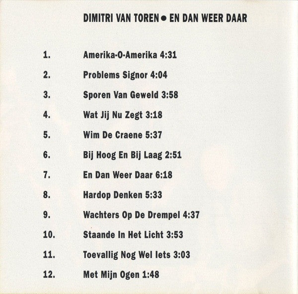 Dimitri Van Toren : En Dan Weer Daar (CD, Album)