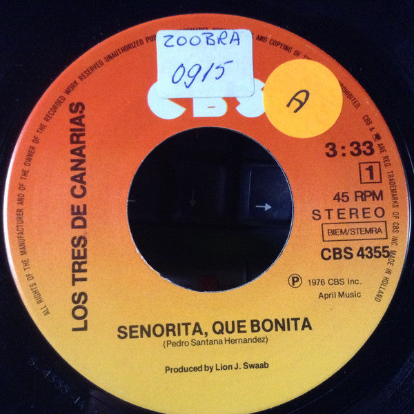 Los Tres De Canarias : Senorita, Que Bonita (7", Single)