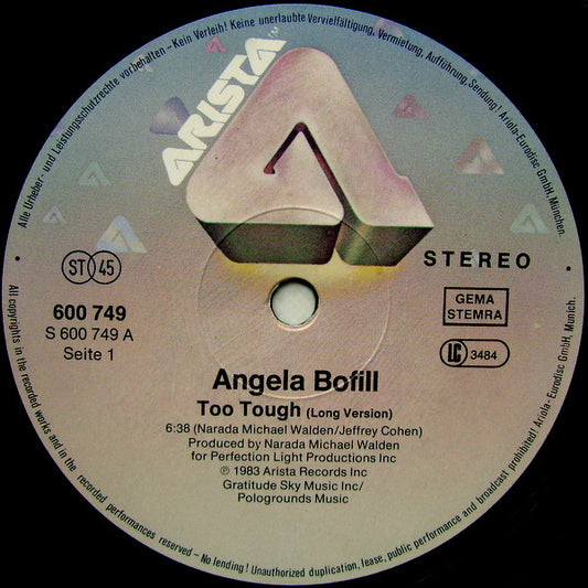 Angela Bofill : Too Tough (12 Inch Disco Version) (12", Single)