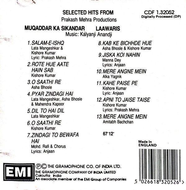 Kalyanji-Anandji : Muqaddar Ka Sikandar / Laawaris (CD, Comp)