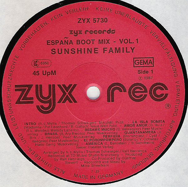 Sunshine Family : España Boot Mix Vol. 1 (12", Maxi)