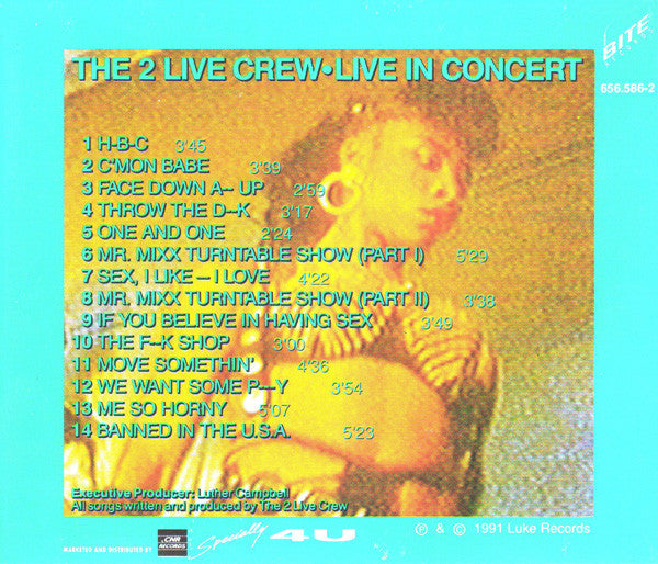 The 2 Live Crew : Live In Concert (CD, Album)