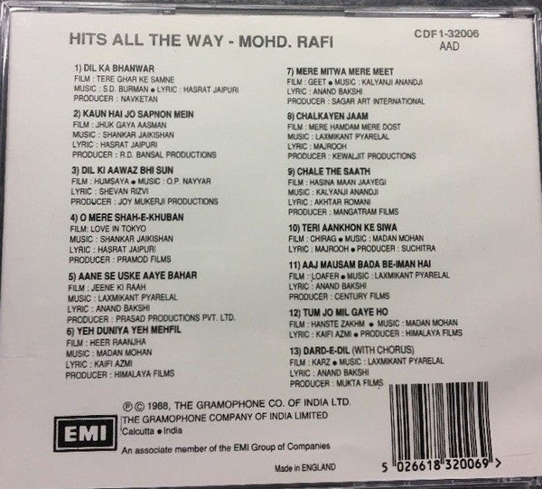 Mohammed Rafi : Hits All The Way (CD, Comp)