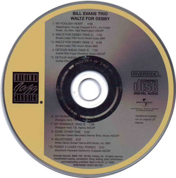 The Bill Evans Trio : Waltz For Debby (CD, Album, RE, RM)