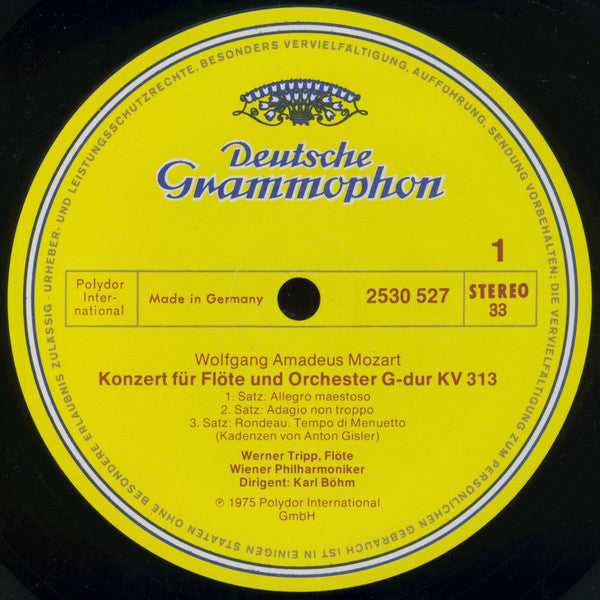 Wolfgang Amadeus Mozart, Gerhard Turetschek ∙ Werner Tripp, Wiener Philharmoniker ∙ Karl Böhm : Flötenkonzert = Flute Concerto Nr. 1 ∙ Oboenkonzert = Oboe Concerto (LP)