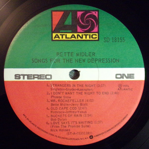 Bette Midler : Songs For The New Depression (LP, Album, RI-)