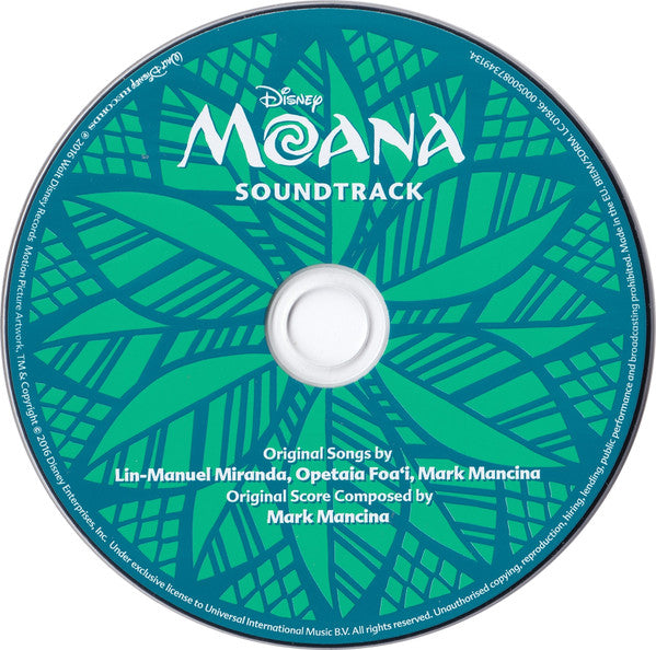 Lin-Manuel Miranda, Opetaia Foa'i And Mark Mancina : Moana (Original Motion Picture Soundtrack) (CD, Album)