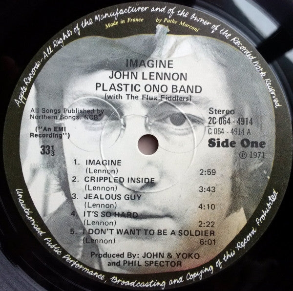 John Lennon & The Plastic Ono Band With The Flux Fiddlers : Imagine (LP, Album, RE, Y P)