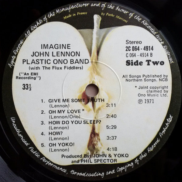 John Lennon & The Plastic Ono Band With The Flux Fiddlers : Imagine (LP, Album, RE, Y P)