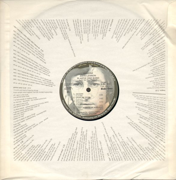 John Lennon & The Plastic Ono Band With The Flux Fiddlers : Imagine (LP, Album, RE, Y P)