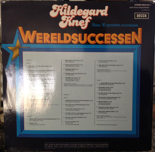 Hildegard Knef : Wereldsuccessen - Haar 30 Grootste Successen (2xLP, Comp)