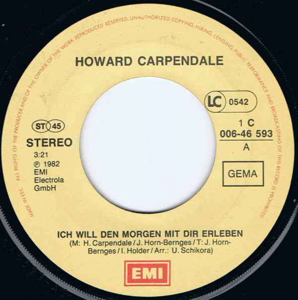 Howard Carpendale : Ich Will Den Morgen Mit Dir Erleben (7", Single)