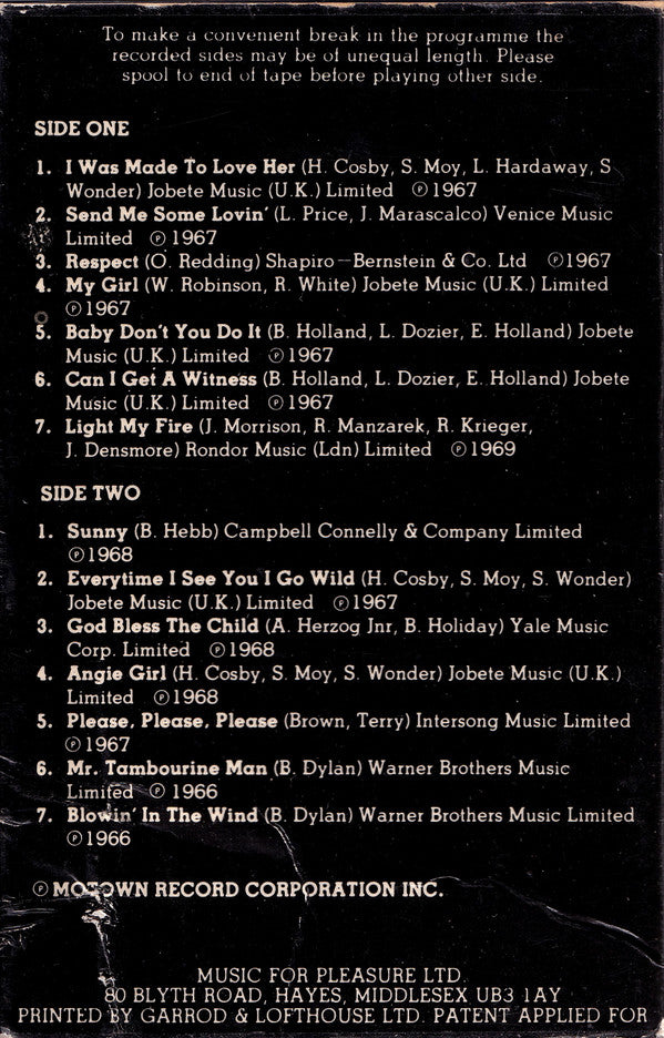Stevie Wonder : Light My Fire (Cass, Comp)
