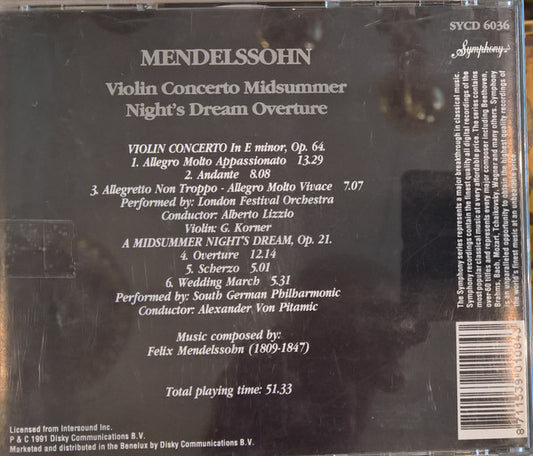 Felix Mendelssohn-Bartholdy : Violin Concerto / Midsummer Night's Dream Overture (CD)