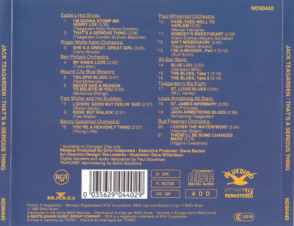 Jack Teagarden : That's A Serious Thing (CD, Comp, RM)
