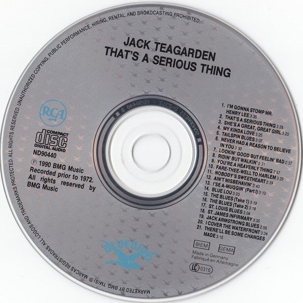 Jack Teagarden : That's A Serious Thing (CD, Comp, RM)