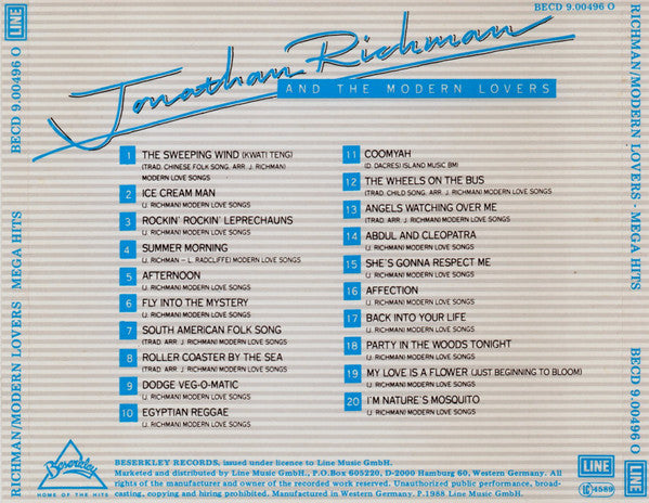 Jonathan Richman & The Modern Lovers : Mega Hits (CD, Comp)