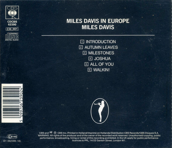 Miles Davis : Miles Davis In Europe (CD, Album, RE)