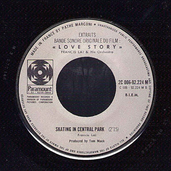 Francis Lai : Bande Originale Du Film Love Story (7", Single)