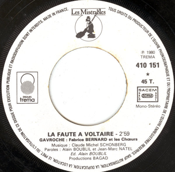 Fabrice Bernard : Les Misérables - La Chanson De Gavroche (7", Single)