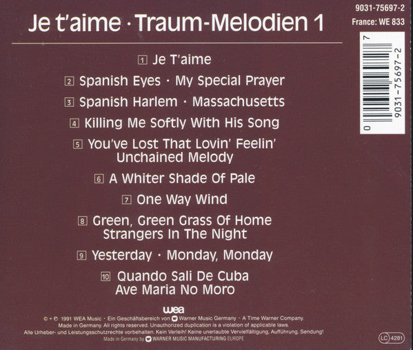 Orchester Anthony Ventura : Je t'aime Traum-Melodien 1 (CD)