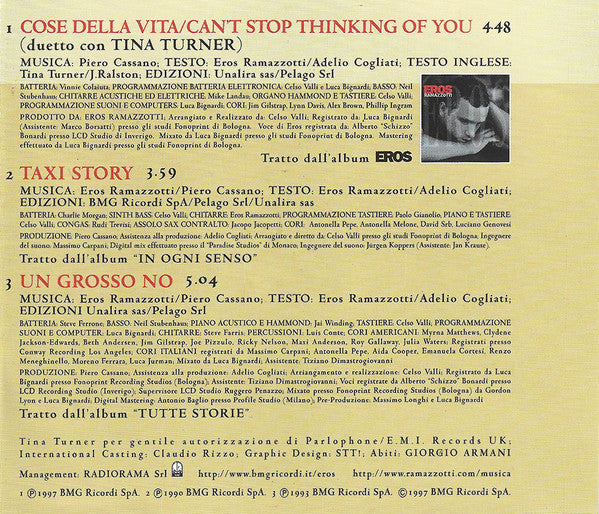 Eros Ramazzotti Duetto Con Tina Turner : Cose Della Vita (Can't Stop Thinking Of You) (CD, Maxi)