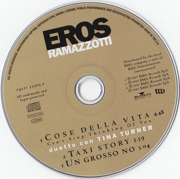 Eros Ramazzotti Duetto Con Tina Turner : Cose Della Vita (Can't Stop Thinking Of You) (CD, Maxi)
