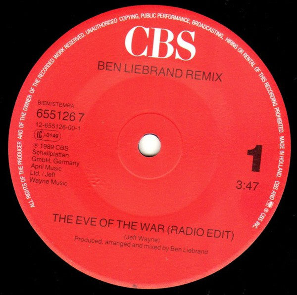 Ben Liebrand : The Eve Of The War (Radio Edit) (7")