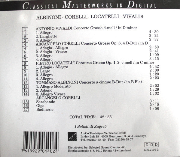 Tomaso Albinoni • Arcangelo Corelli • Pietro Antonio Locatelli • Antonio Vivaldi : Concerti Grossi (CD)