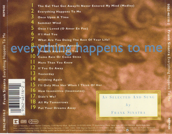 Frank Sinatra : Everything Happens To Me (CD, Comp)