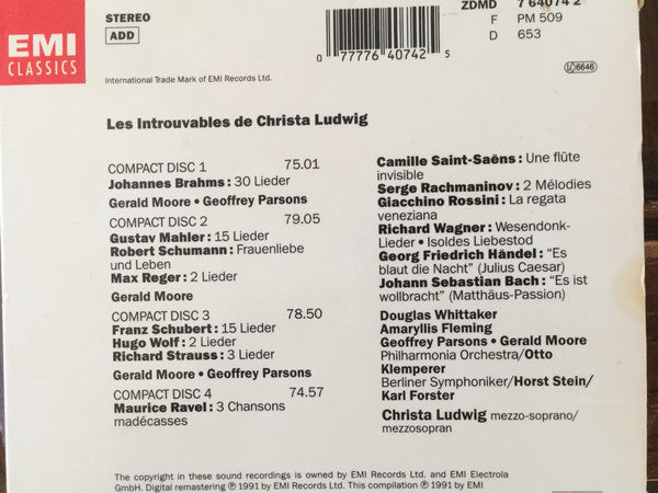 Christa Ludwig : Les Introuvables (4xCD, Comp, RE, RM + Box)