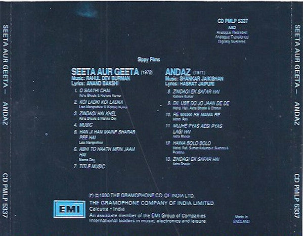 R. D. Burman, Shankar-Jaikishan : Seeta Aur Geeta / Andaz (CD, Album, Comp)