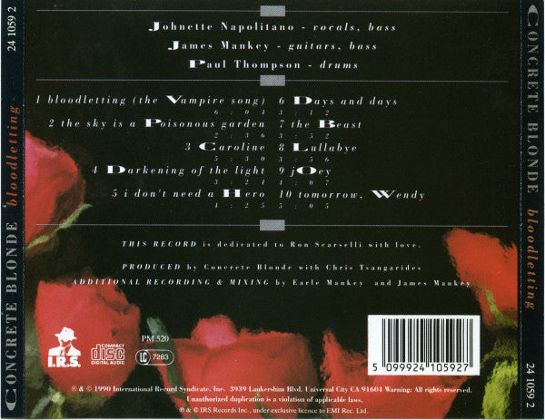Concrete Blonde : Bloodletting (CD, Album)