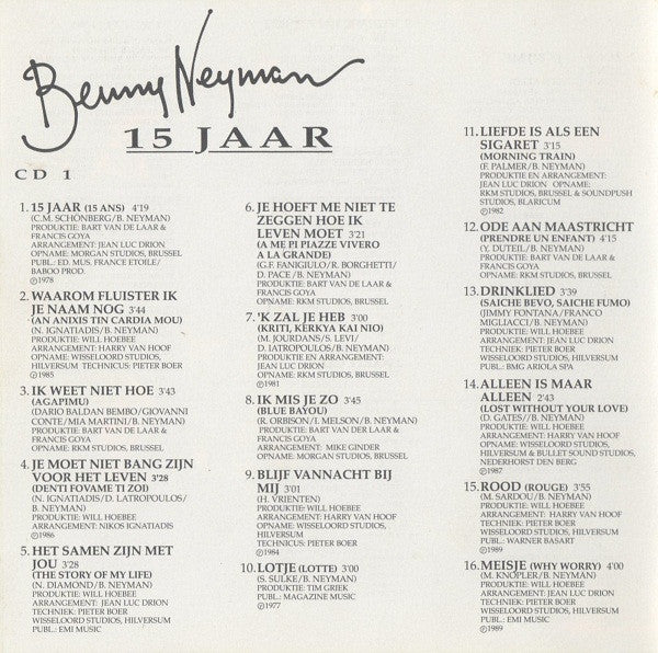 Benny Neyman : 15 Jaar (2xCD, Comp)
