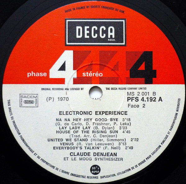 Claude Denjean : Electronic Experience (LP, Album, RE, RP)