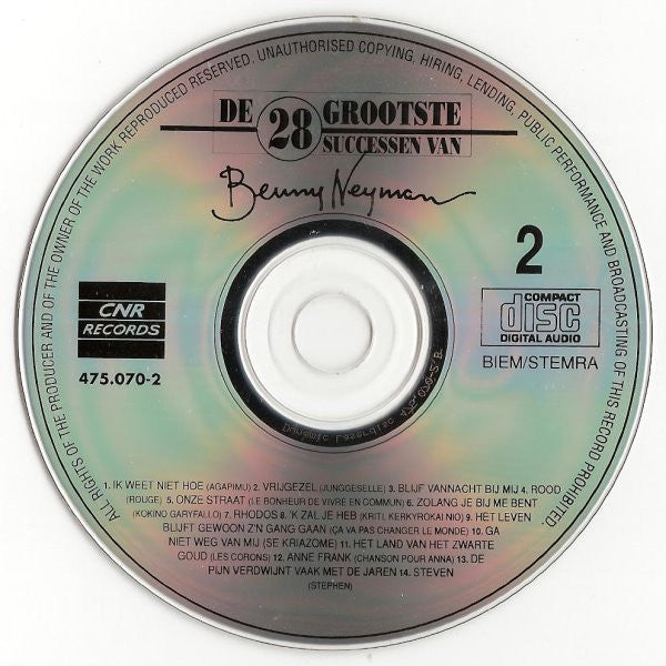 Benny Neyman : De 28 Grootste Successen Van Benny Neyman (2xCD, Comp)